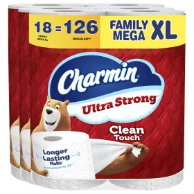 15199 Charmin P Toilet Paper Ultra Strong Clean Touch 18 Mega Rolls White Family Regular