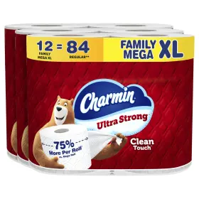 15764 Charmin P Toilet Paper Ultra Strong Clean Touch 12 Mega Xl Rolls Family Regular