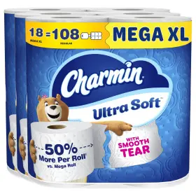 4448 Charmin P Toilet Paper Ultra Soft 18 Mega Xl Rolls Regular