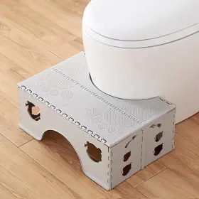 St-000 Cheago Foldable Toilet Stool 7 Inches Healthy Squatting Posture Poop Cloud Grey