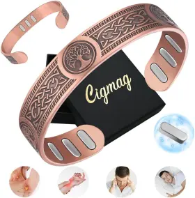 2025060704 Cigmag Copper Bracelet For Men With Powerful 9x 5000 Gauss Viking Lotus Life Tree
