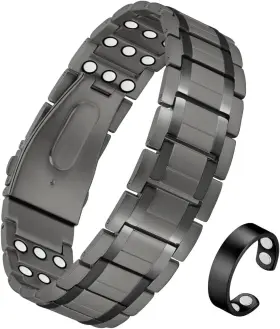 Usq0105015 Cigmag 3x Magnetic Bracelets For Men Upgrade Folding Clasp Titanium Grey-new