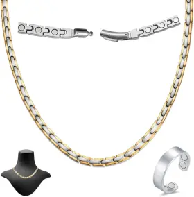 Usxq2023041404 Cigmag Titanium Necklace For Men Women - Magnetic Ultra Silver And Gold