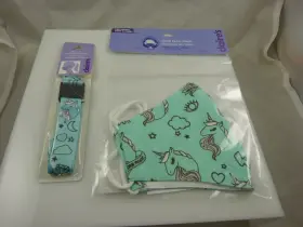 62674-7 Claires Unicorn Face Mask And Matching Strap Adult Size Teal