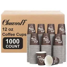 Cf-brown-12oz-1000 Clawsoff Paper Coffee Cups 1000 Count 12 Oz Brown Disposable Drinking Cold Ounce