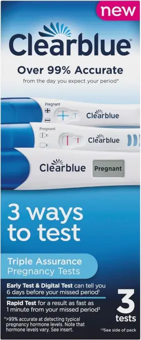 Clearblue 633472602238 Triple Assurance Pregnancy Test Kit Home Tests 3 Ways
