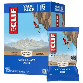 Clif Bar 722252068484 Energy Bars Chocolate Chip Organic Oats 15 Pack Protein Non-gmo Powder