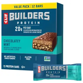 722252183590-vc Clif Builders Protein Bars Chocolatey Mint 20g 2.4 Oz 12 Pack Plant Based Gluten