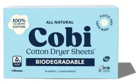 Cobi Cotton Dryer Sheets 850038153199 Biodegradable Non Toxic Plant Based Eco Friendly 96 Count