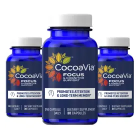 Cocoavia 850487002840 Memory And Focus Brain Supplement 90 Capsules Flavanol Blend Lutein Added