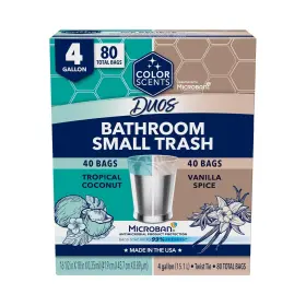 2074118 Color Scents Small Trash Bags - 4 Gallon 80 Count Pack Of 1 Teal And Beige