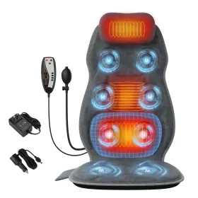 Xz-6012 Comrelax Full Body Massage Pad With Heat Gradient Grey Pillow Neck Support Back Massager