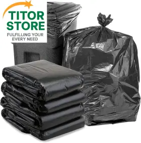 Coobbar 738633814564 65 Gallon Trash Bags 25 Pieces Large Black Heavy 1 Count Pack Of
