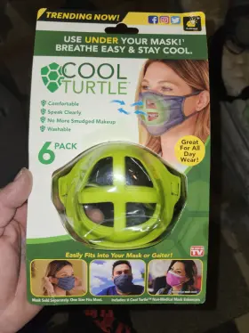 0757818 Cool Turtle Non-medical Mask Enhancer 6 Pack Green Comfortable Washable Reusable