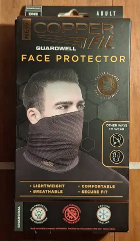 Cfgwfpos051220 Copper Fit Guardwell Face Protector Mask Adult Charcoal Gray/black Upf30