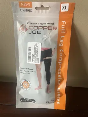 Copper Joe 689126744823 Compression Full Leg Sleeve Black Unisex Sz Xl 1 New