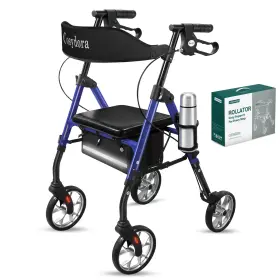 R402kd Cosydora Rollator Walkers For Seniors 350lbs Heavy Duty Aluminum Navy Blue Seat
