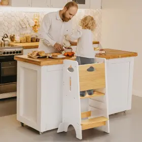 Cs000132-1-us Cosyland Toddler Standing Tower Adjustable Height - Large Natural And White