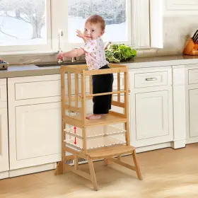 Cs00120-1-us Cosyland Toddler Standing Tower - Adjustable Height Large Natural