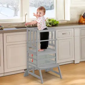 Cs00120-4-us Cosyland Toddler Standing Tower - Adjustable Height Large Gray