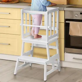 Cs0082-2 Cosyland Kids Kitchen Step Stool Helper With Gloves Removable Anti-drop White