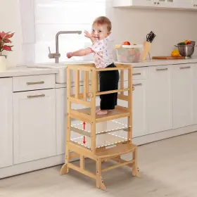Cs0085-1-us Cosyland Kids Kitchen Step Stool Height Adjustable Large Pale Yellow