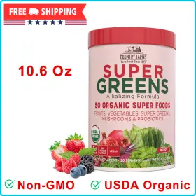 N9059 Country Farms Super Greens Organic Drink Mix 50 Foods 10.6 Ounce
