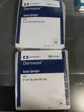 441001 Covidien Lot Of 2 Drain Gauze Sponge 4 X Dermacea Sterile 8 Ply 50/box #l15
