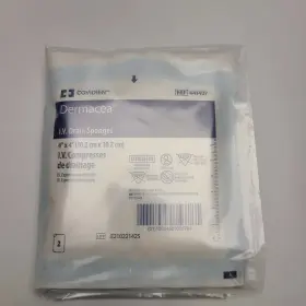 441407 Covidien Dermacea I.v. Drain Sponges 4 Inch X 8 Piece Open Box