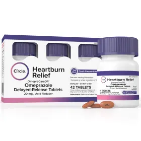 Om1001 Crcle Omeprazole 20mg Tablets 42 Ct - Heartburn Medicine Acid Reducer For