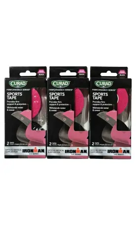 X10yd Curad 193489029997 3 Pack Performance Series Sports Tape Pink Black 2 1.5 Inch Firm Support
