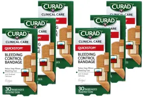 66025 Curad Quickstop Flex-fabric Bandages Clotting Tech Assorted 30 Count 6 Pack