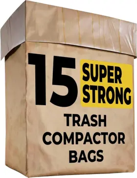 Cushio 198715796025 Trash Compactor Bags For Kitchen - 15 Pack 1 Count Of Tan