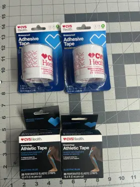 12222 Cvs 4-pack Lot Kinesiology Athletic Tape 20 Y-shaped Perforated Elastic Strips