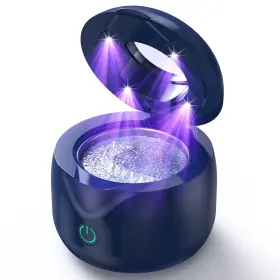 0y-gsty-s3ug Cxruy Ultrasonic Retainer Cleaner - Uv Dental Cleaning Pod Night Navy Blue