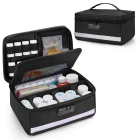 Cadr040 Damero Locking Pill Bottle Organizer With Inner Dividers Medicine Black