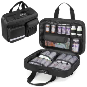 Cadr041 Damero Locking Pill Bottle Organizer Medicine Storage Bag Large Black