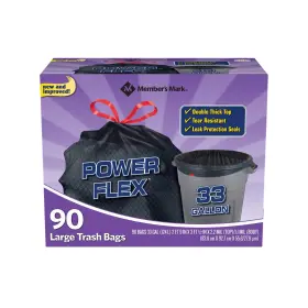 M201 Daoneg 689139862514 Members Mark Power Flex 33-gallon Large 90 Count Pack Of 1 Blue