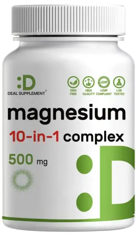 Deal Supplement 850011900031 Magnesium Complex 500mg 240 Veggie Capsules 10-in-1 Chelated Glycinate