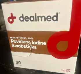 781021 Dealmed Povidone Iodine Swabsticks - 50 Soft-tipped Applicators For Minor Procedures