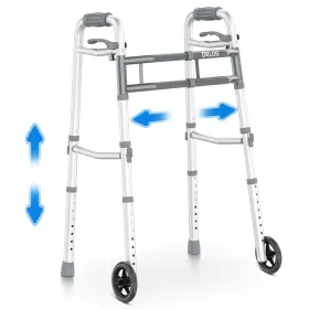 Dg-walker-001 Delog Folding Walker 5 Inch 350 Lb Aluminum Gray Lightweight Led Narrow Seniors