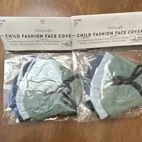 2011492 Design Loft Child Fashion Face Cover 3-pack Multicolor Reusable Washable 3-ply