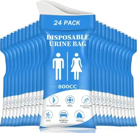 Dibbatu 741376089830 Disposable Urine Bag 12/24 Pcs Pee Bags For Travel Blue-24