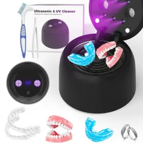 Dlindo 729604439695 Upgraded Ultrasonic Retainer Cleaner Machine 45khz Dental Cleaning For Black