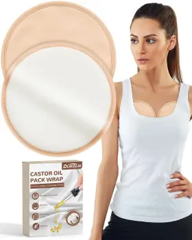 250324-bra-kaqi Dlmdlm Castor Oil Pack Reusable Organic Breast Pads Khaki 2pcs Dlmdml Wrap Anti Leak