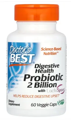 Doctors Best 753950004641 Digestive Health Probiotic 2 Billion With Lactospore 60 Vegcap
