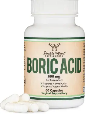 Double Wood Supplements 850033272208 Boric Acid Suppositories 600mg Vaginal Suppository 60 Count Supports