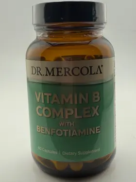 10219 Dr. Mercola Vitamin B Complex Benfotiamine 60 Capsules Brain Immune Health 11/27