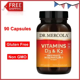 10234 Dr. Mercola Vitamins D3 And K2 5000 Iu 180 Mcg Mk-7 90 Capsules Non Gmo