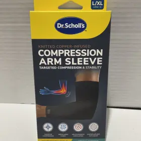 6dsjco238b2l2 Dr. Scholls Knitted Copper-infused Compression Arm Sleeve Medium Support L/xl